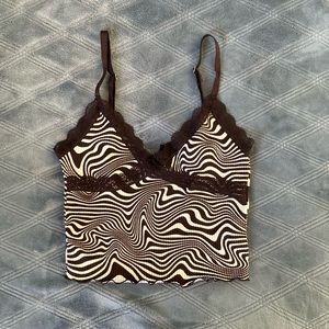 H&M Lace-Trimmed Printed Tank Top